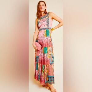 Anthropologie Bhanuni by Jyoti Alessandra Maxi dress Pink Red Multicolor Size 4